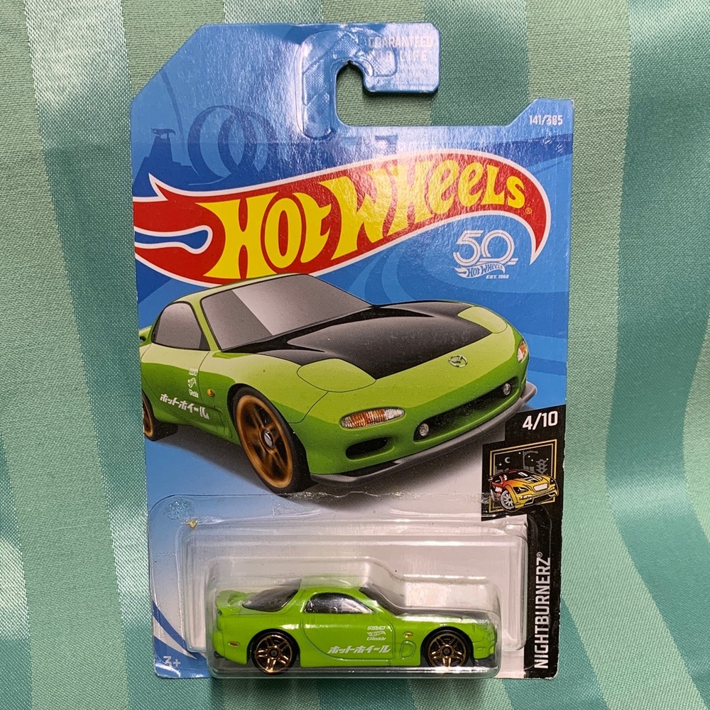 95 Mazda RX-7 Nightburnerz Green Hot Wheels Toy Car - Picture 4 of 9